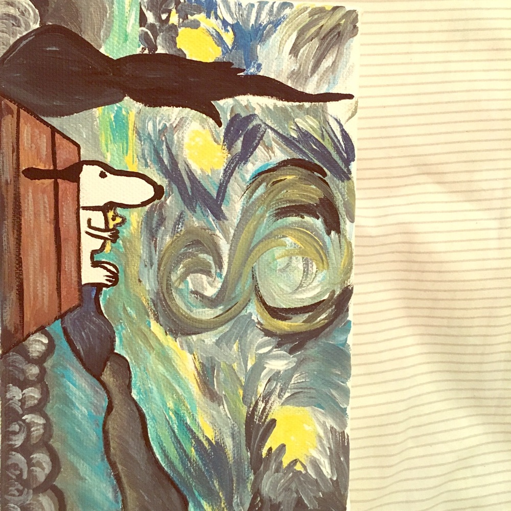 Snoopy starry night painting